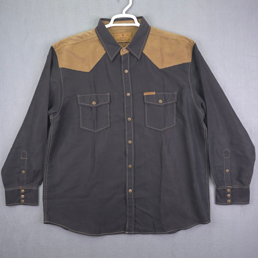 Legendary Whitetails Western Shirt Black Brown XL Deer Antler Yoke Long Sleeve